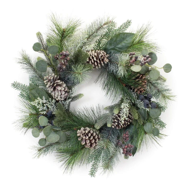 Mixed Pine Eucalyptus Berry Wreath 24"D