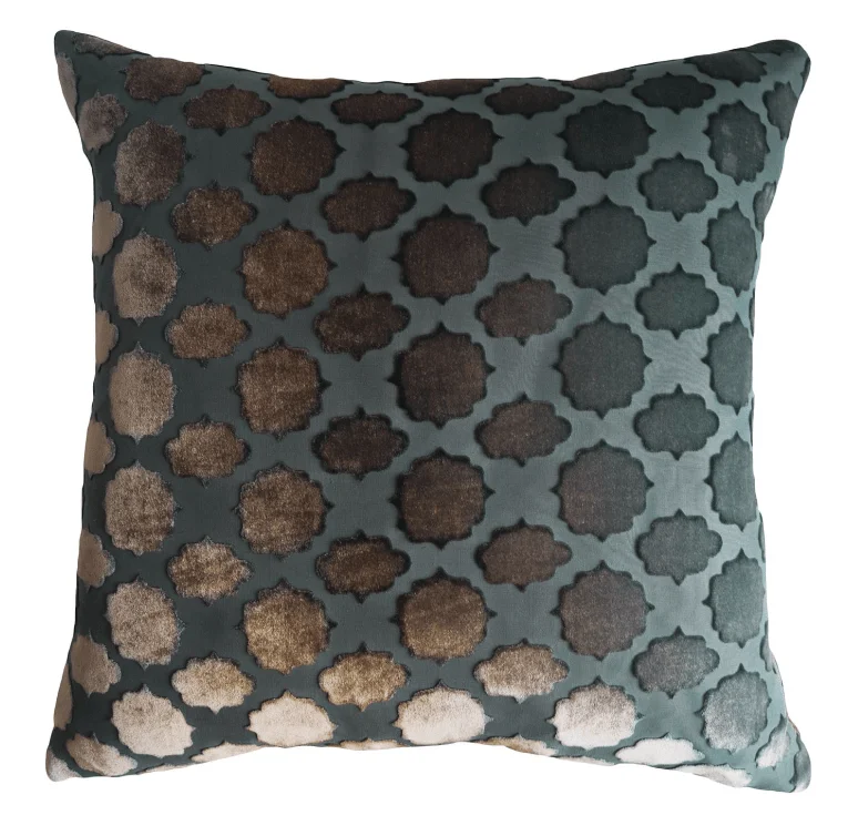 Mod Fretwork Gunmetal Velvet Pillows by Kevin O'Brien Studio