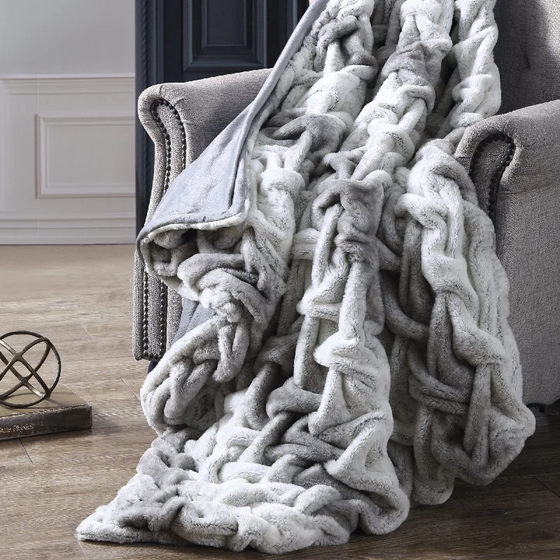 Modern Threads Luxury Braided Faux Fur Reverse to Flannel Throw Blanket