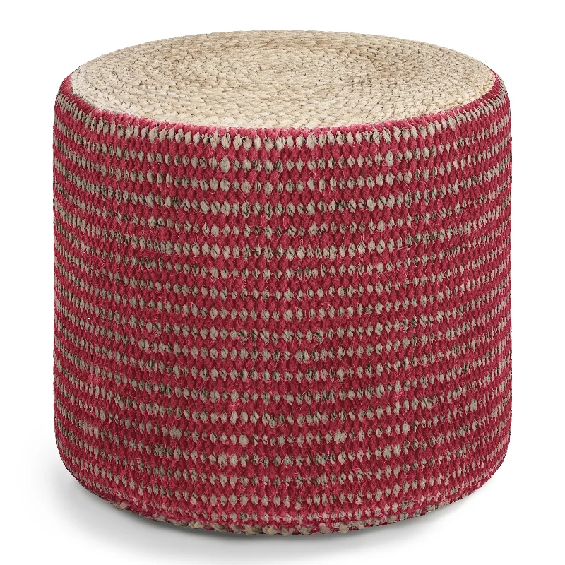 Multi-functional Handcrafted Round Pouf with Hand Braided Jute