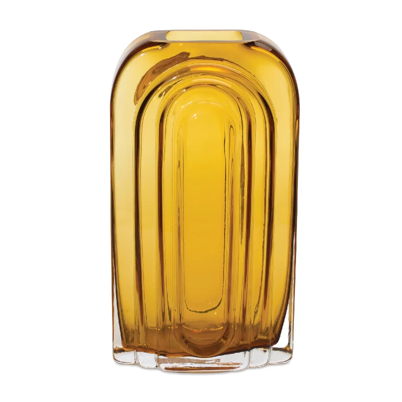 Rounded Amber Glass Vase 9.75"