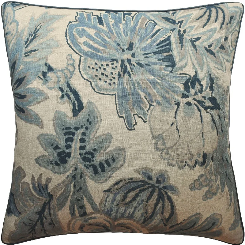 Floral Gala Slate Blue Pillow by Ryan Studio