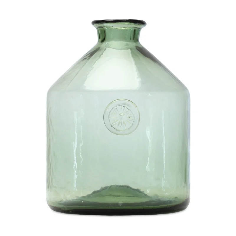 Sage Glass Bottle Neck Vase 7"