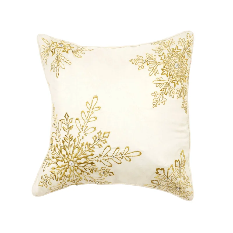 Shining Snow flakes in  Bead Work Cushion