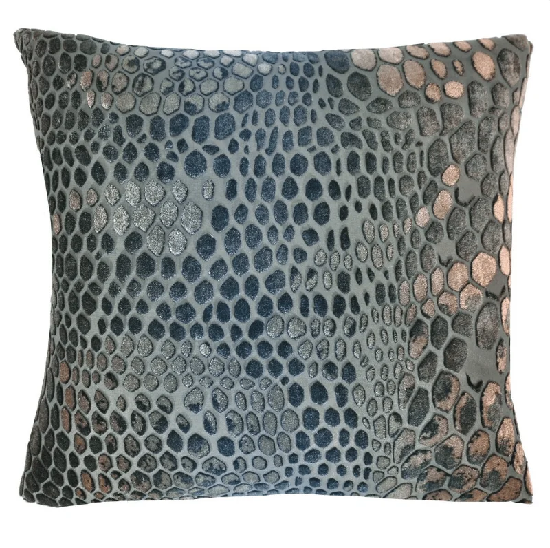 Gunmetal Snakeskin Velvet Pillow by Kevin O'Brien Studio