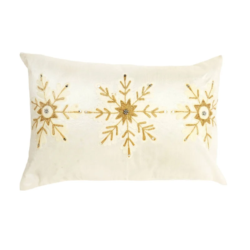 Snow Fall Bead Work Lumbar Pillow