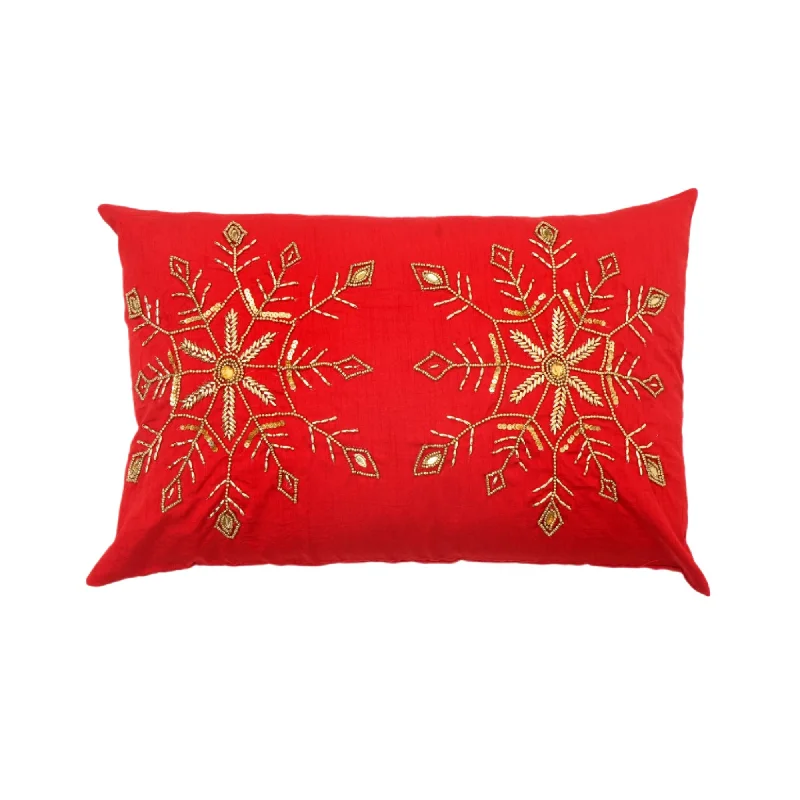 Snowflakes Beaded Decorative Pillow