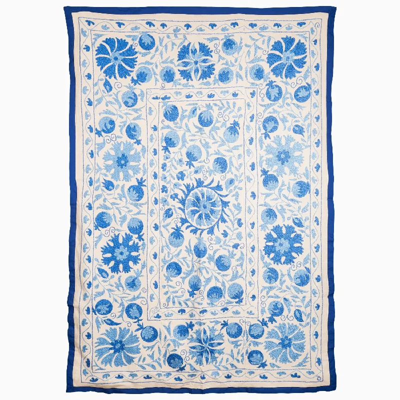 Soft Blues Make The Day Suzani Blanket