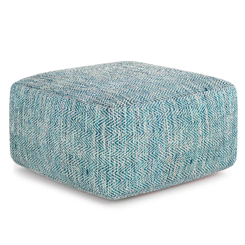 Spontaneity Hand-Woven Cotton Square Pouf