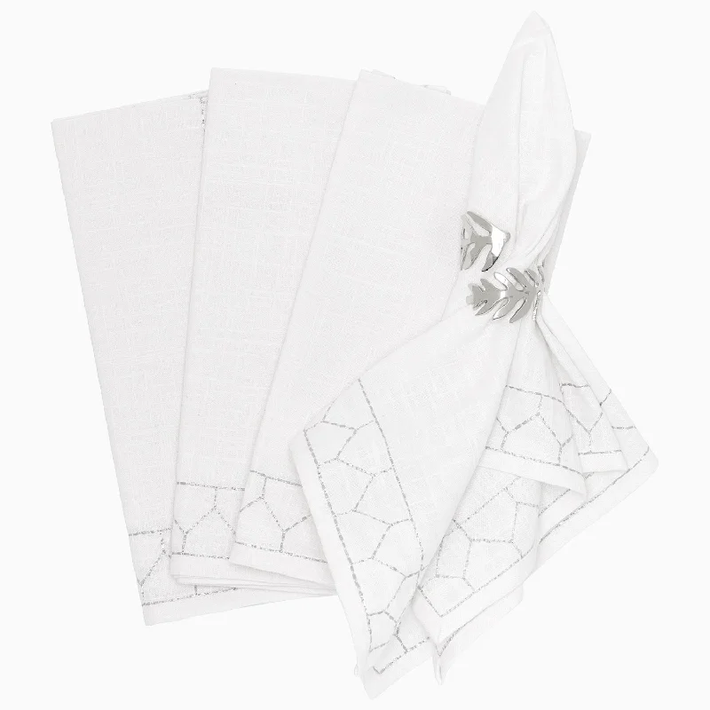 Stitched Silver Napkins (Set of 4)