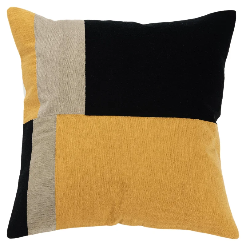 Color Block Black and Yellow Square Pillow