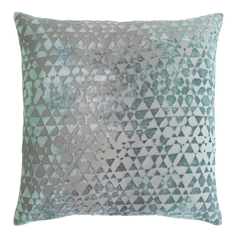 Triangles Jade Velvet Pillows by Kevin O'Brien Studio