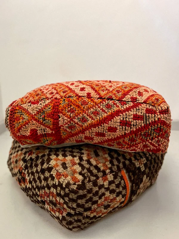 Vintage Beni M'Guild Pouf - Red, Orange Accent