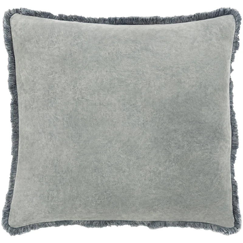 Washed Cotton Velvet Pillow in Medium Gray