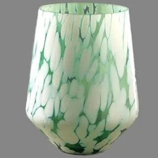 White Splutter Green Glass Hurricane