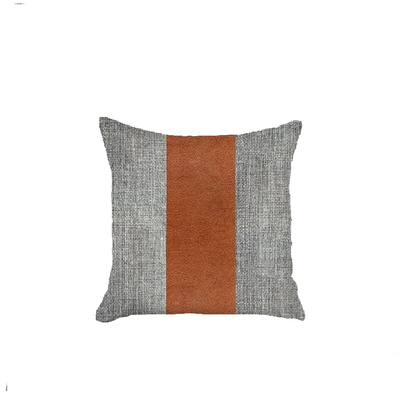 18" X 18" Grey And Brown Geometric Zippered Handmade Polyester Throw Pillow Cover