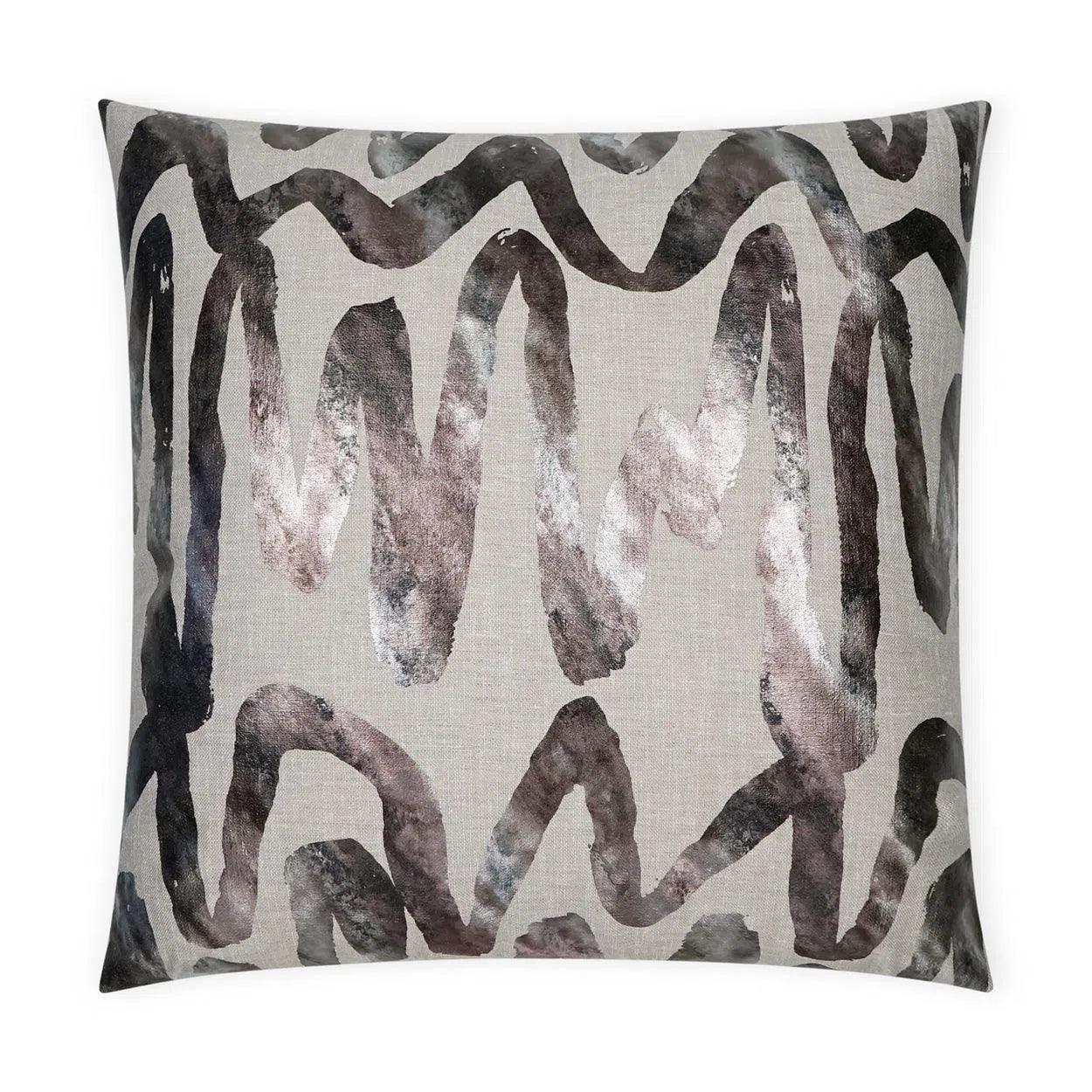 Alita Pewter Abstract Silver Large Throw Pillow With Insert