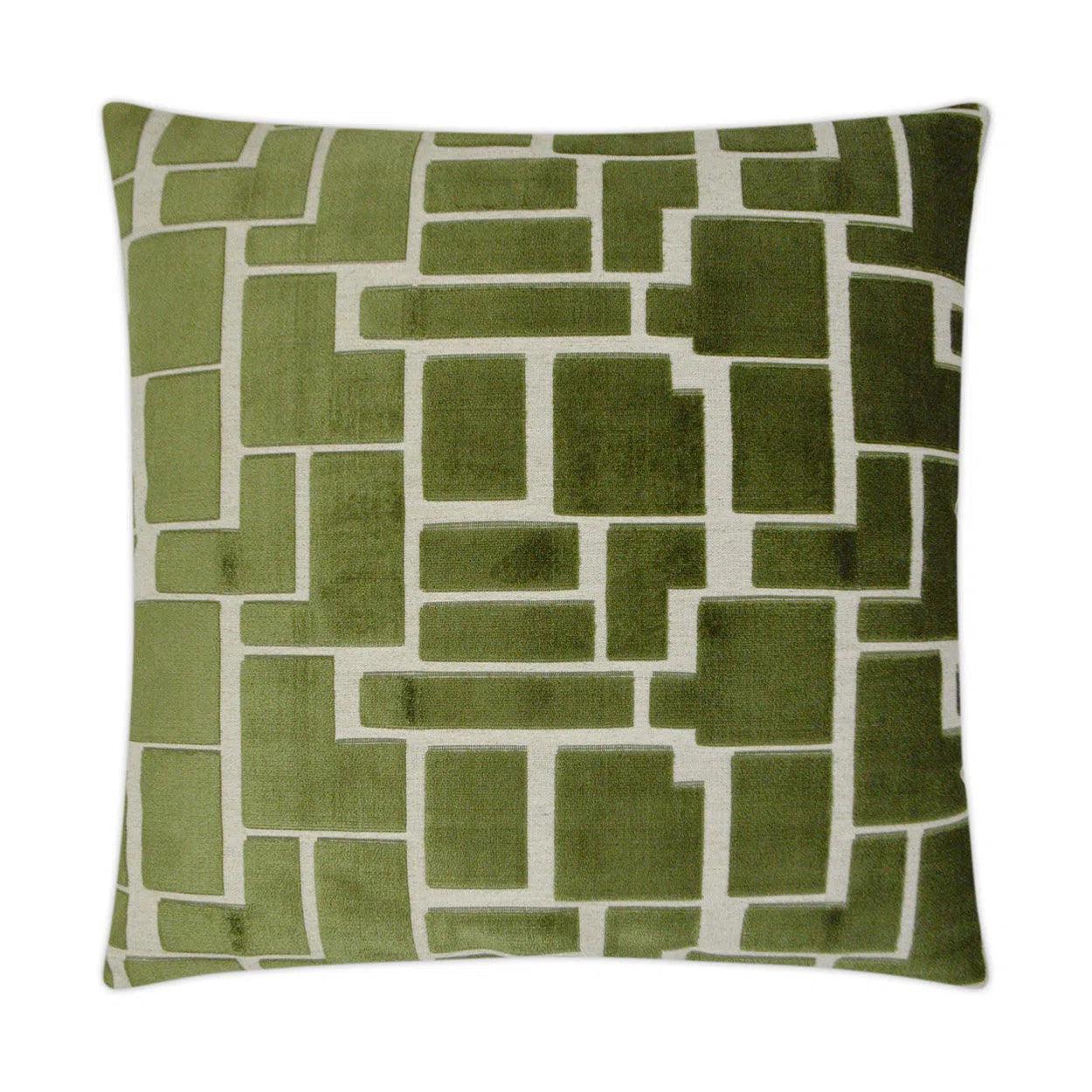 Aura Olive Geometric Green Large Throw Pillow With Insert