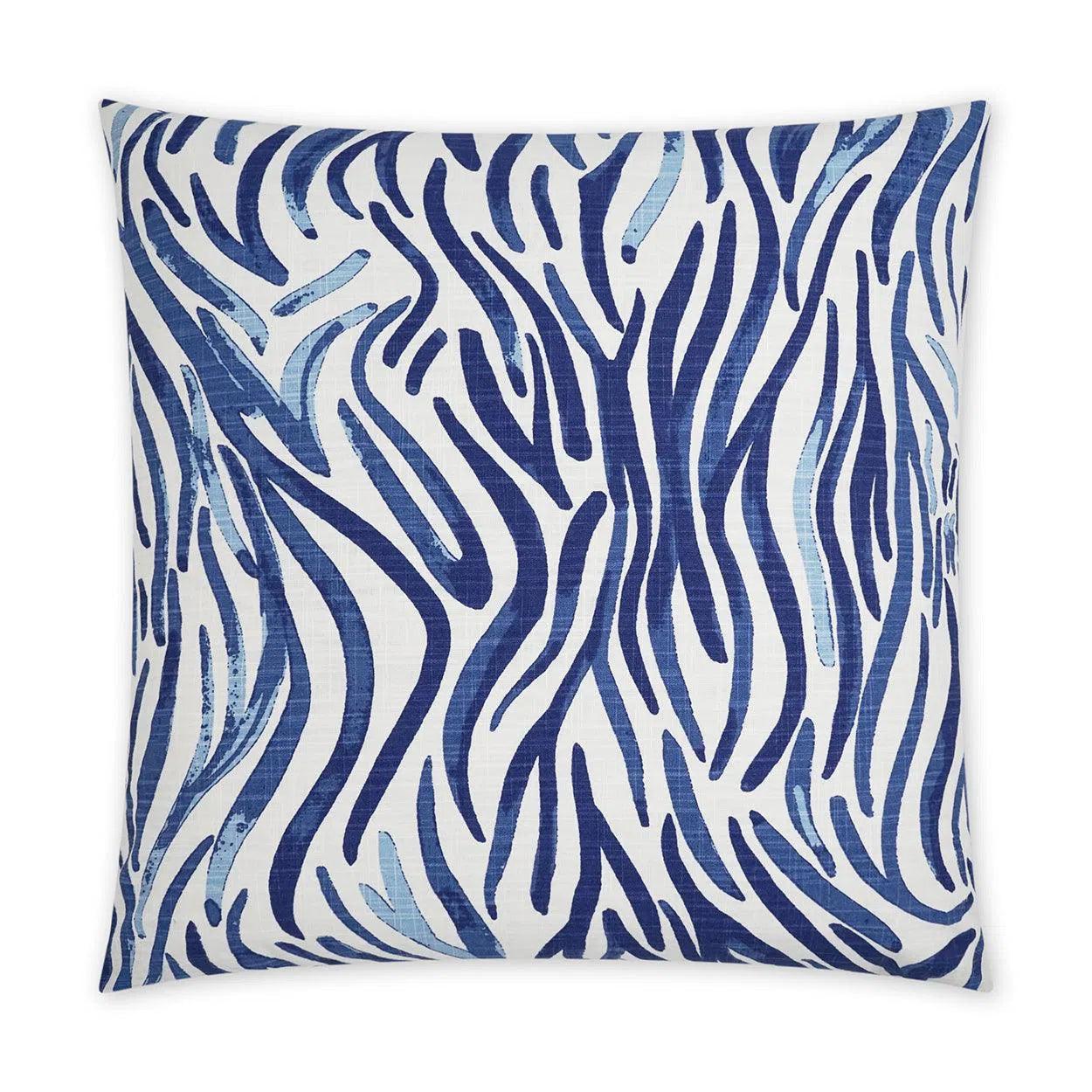 Babur Blue Abstract Blue Large Throw Pillow With Insert