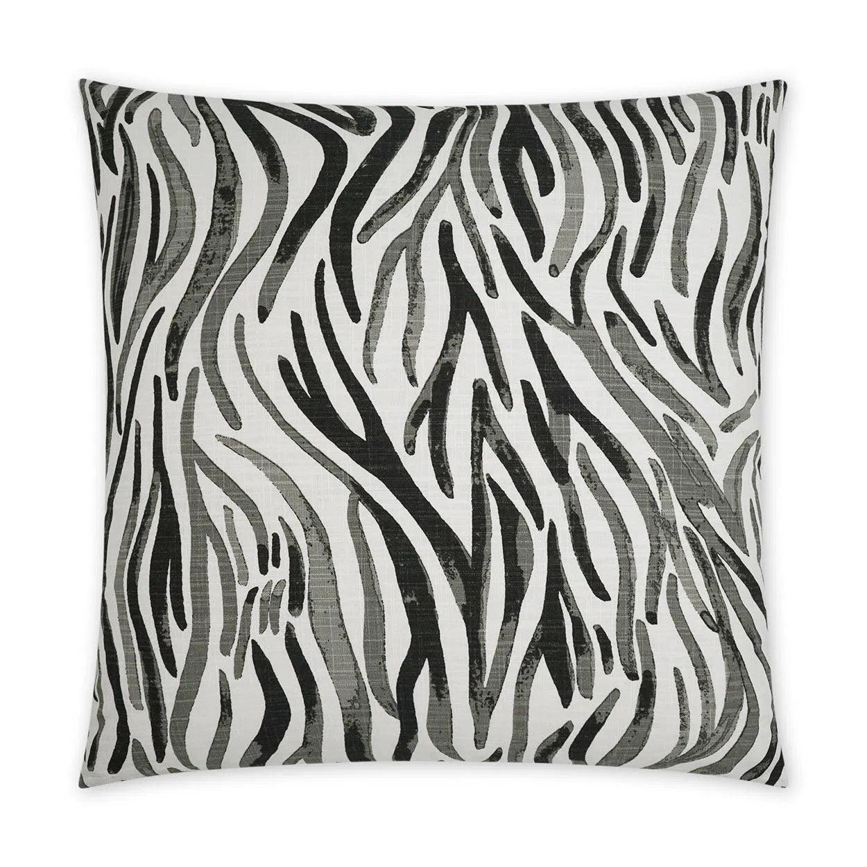 Babur Onyx Abstract Black Grey Large Throw Pillow With Insert