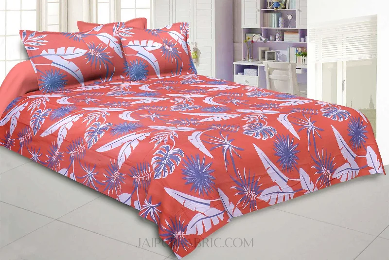 Bright Orange Foliage King Size Bedsheet