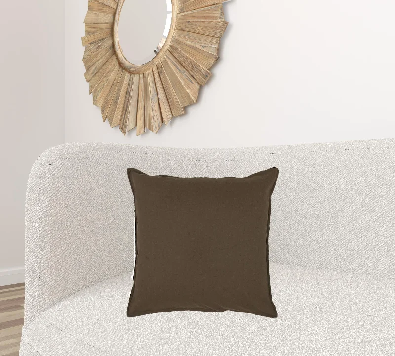 Brown Solid Color Flange Edge Throw Pillow