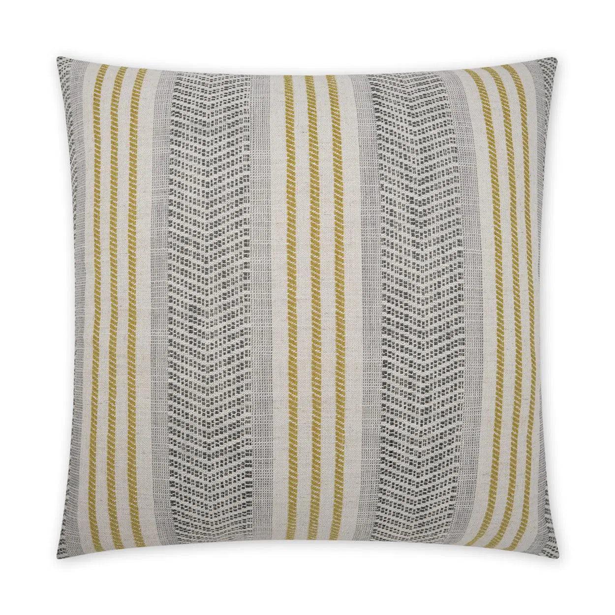 Caleb Dijon Stripes Beach Yellow Large Throw Pillow With Insert