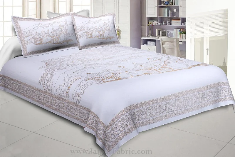 Camel karavan Gold Print Double BedSheet