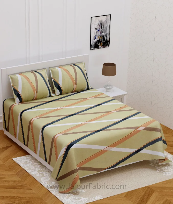 Crossing Lines Brown Double Bedsheet