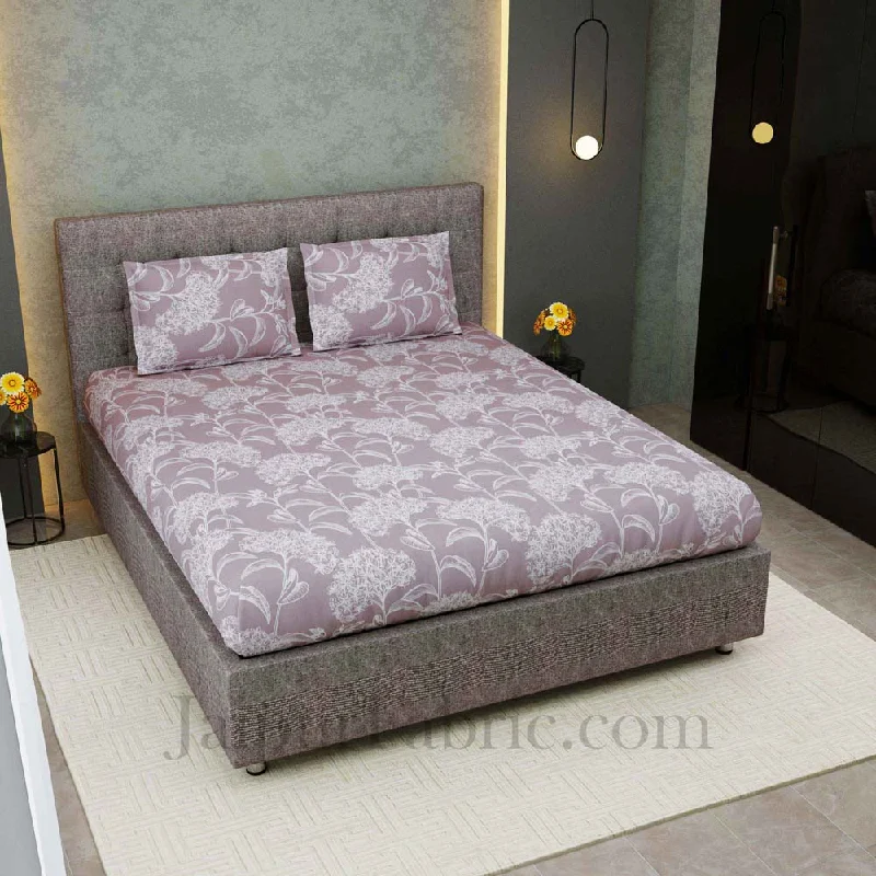 Decorous Grey Mauve King Size Double Bedsheet