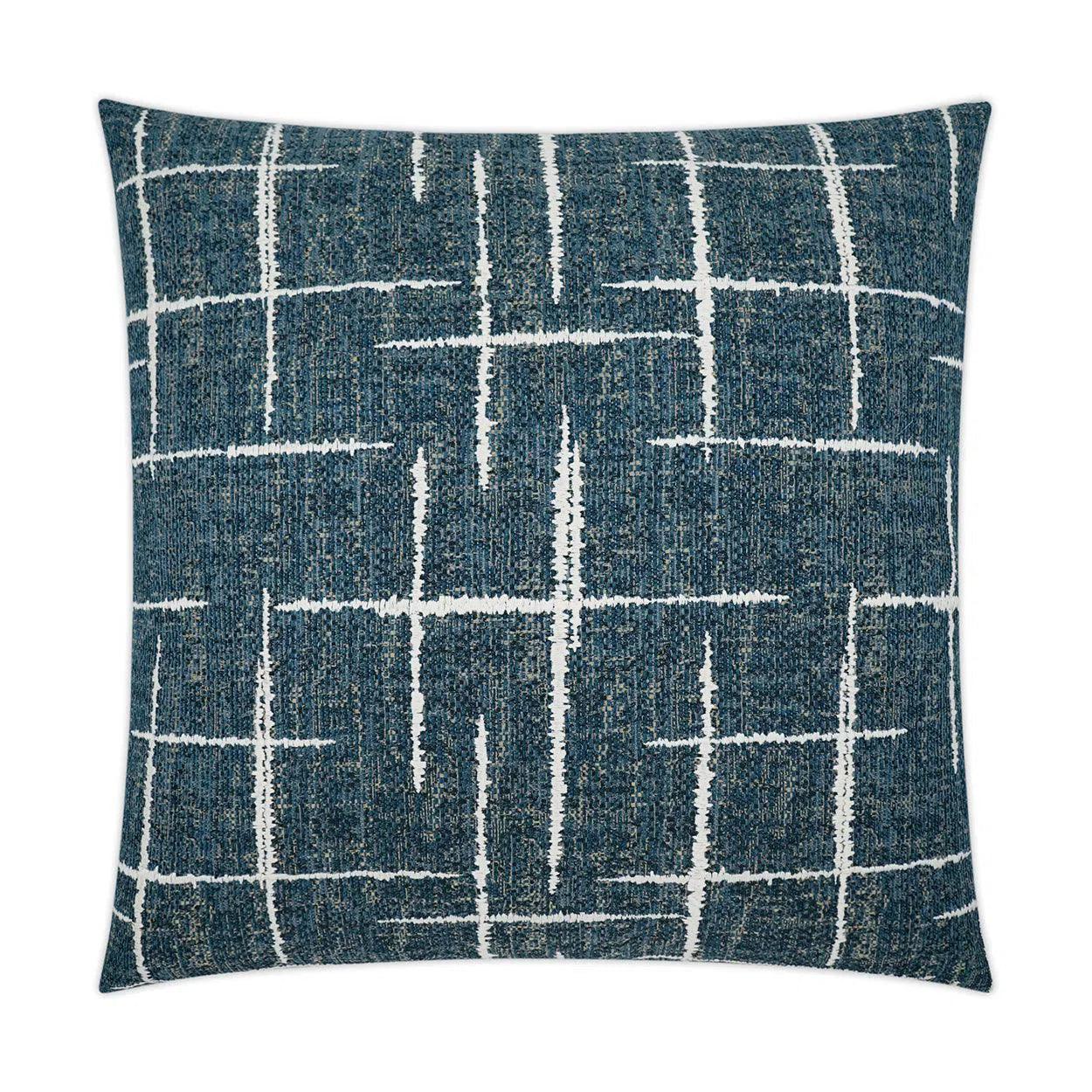 Definition Blue Plaid Check Navy Large Throw Pillow With Insert