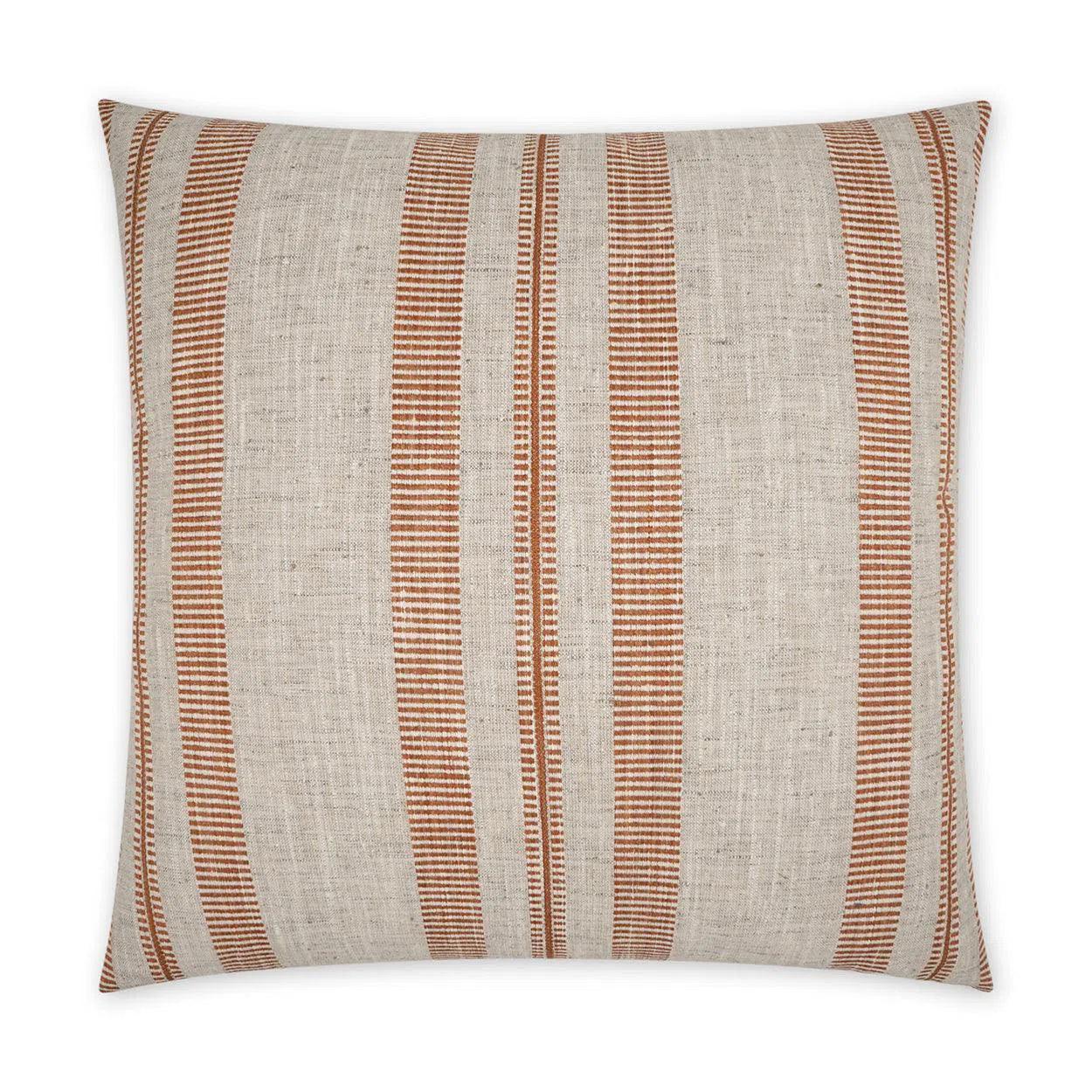 Terracotta Beach Stripes Orange Large Throw Pillow With Insert