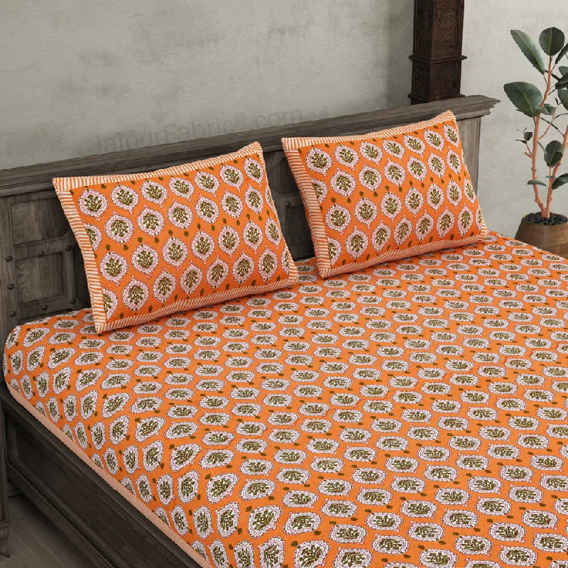 Festive Lights Orange Double Bedsheet