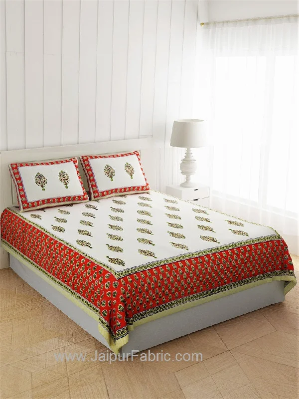 Gorgeous Glaze cotton Red Paan Double Bedsheet