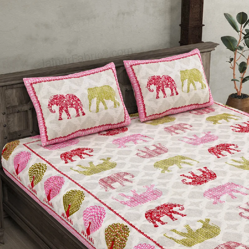 Jungle Safari Pink Double Bedsheet