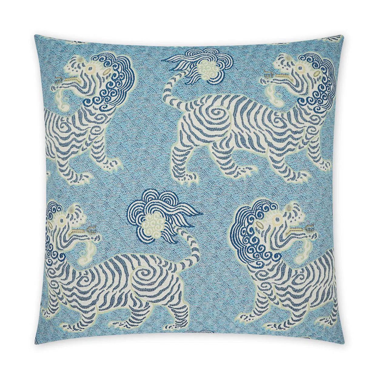 Kathmandu Porcelain Novelty Blue Large Throw Pillow With Insert