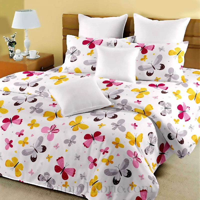 Kids Colorful Butterflies King Size Bedsheet