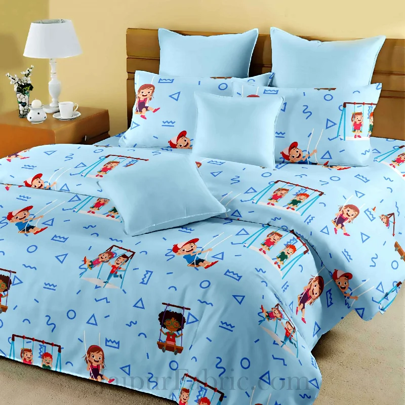 Kids Fun Zone Blue King Size Bedsheet