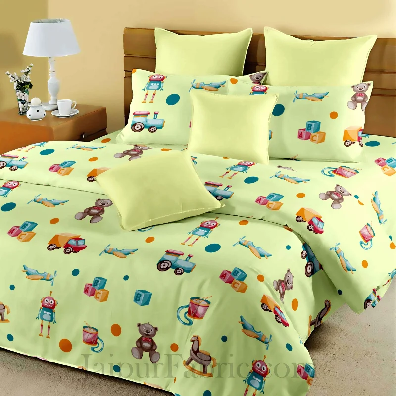 Kids Play Area Lemon Yellow King Size Bedsheet