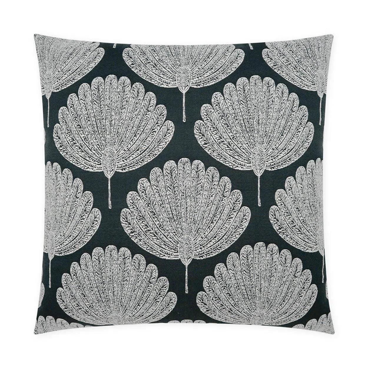 Kita Ebony Global Floral Black Large Throw Pillow With Insert