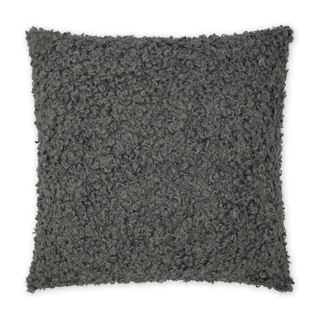 Lambsy Grey Faux Fur Grey Large Throw Pillow With Insert