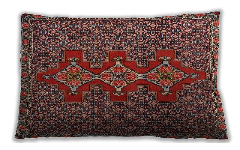 Traditional Classic Indoor Outdoor Rectangular Saffron Red Lumbar Throw Pillow, 13 inch by 19 inch, lbtr2434