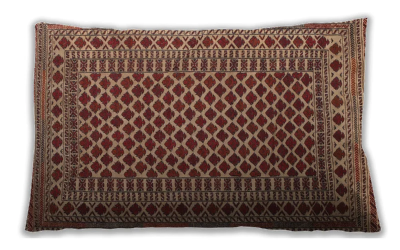 Traditional Classic Indoor Outdoor Rectangular Saffron Red Lumbar Throw Pillow, 13 inch by 19 inch, lbtr2514