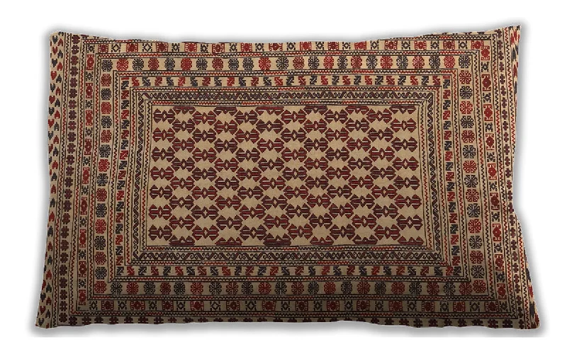 Traditional Classic Indoor Outdoor Rectangular Saffron Red Lumbar Throw Pillow, 13 inch by 19 inch, lbtr2769