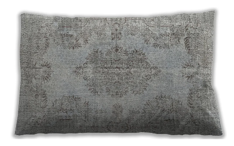 Traditional Classic Indoor Outdoor Rectangular Silver Gray Lumbar Throw Pillow, 13 inch by 19 inch, lbtr3329