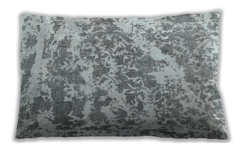 Traditional Classic Indoor Outdoor Rectangular Silver Gray Lumbar Throw Pillow, 13 inch by 19 inch, lbtr3644