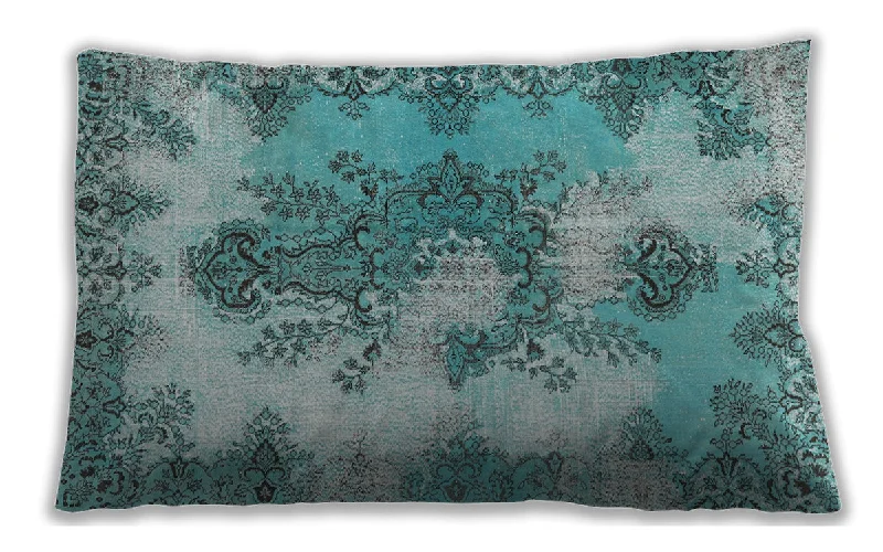 Traditional Classic Indoor Outdoor Rectangular Sea Green Lumbar Throw Pillow, 13 inch by 19 inch, lbtr3793