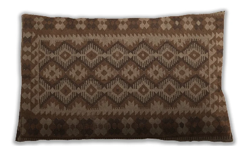 Traditional Classic Indoor Outdoor Rectangular Sangria Brown Lumbar Throw Pillow, 13 inch by 19 inch, lbtr3982