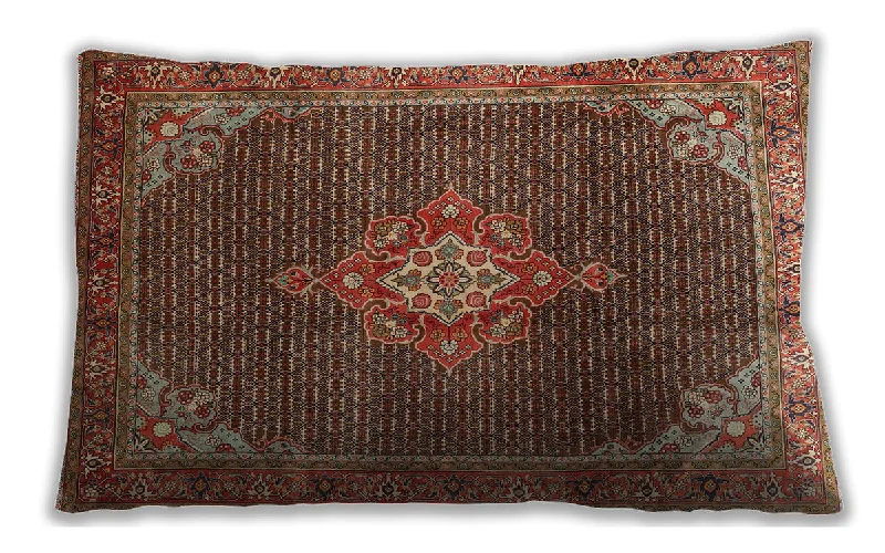 Traditional Classic Indoor Outdoor Rectangular Saffron Red Lumbar Throw Pillow, 13 inch by 19 inch, lbtr787