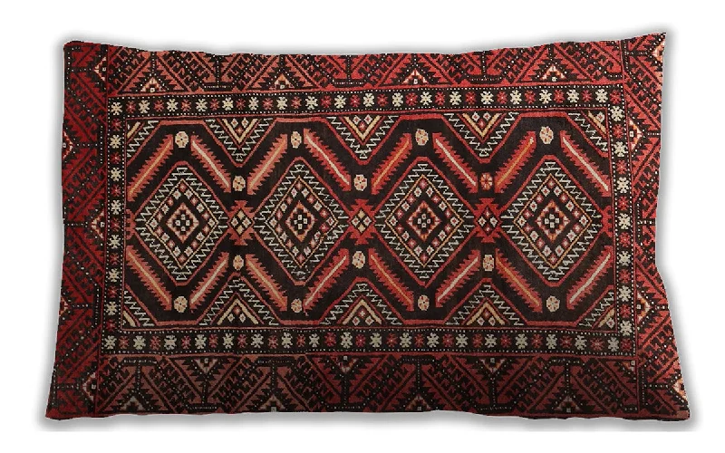 Traditional Classic Indoor Outdoor Rectangular Saffron Red Lumbar Throw Pillow, 13 inch by 19 inch, lbtr814